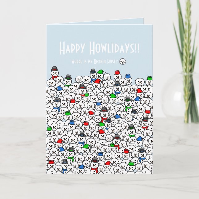 Festiva ¿Dónde está mi tarjeta de vacaciones Bichon Frise? (Anverso)