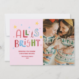 Festiva Doodle colorido Todo es tarjeta de Navidades brill