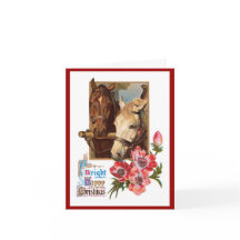 Dos caballos - Una tarjeta de Navidades brillante 