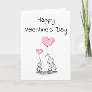 Festiva Dos elefantes con tarjeta El día de San Valentín d