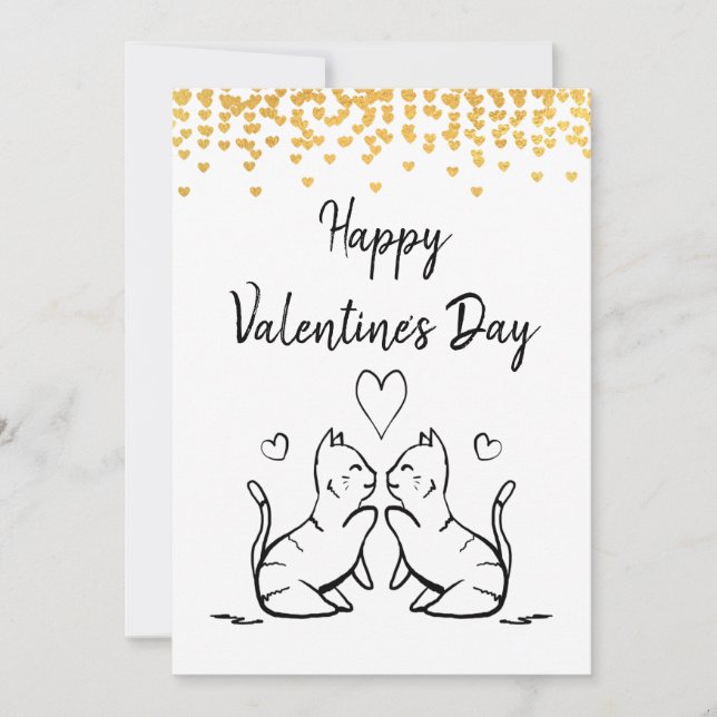 Festiva Dos gatos besándose - Feliz tarjeta de San Valentí (Anverso)