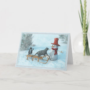 Festiva Dos gatos y una tarjeta de felicitación para hombr