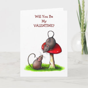 Festiva Dos pequeños ratones y un Toadstool: Tarjeta del