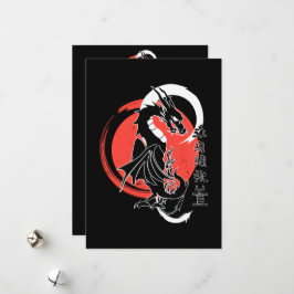 Festiva dragón negro, tarjeta de saludo de luna roja