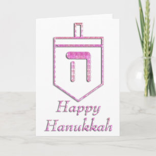 Festiva Dreidel Rosa Feliz Hanukkah Tarjeta de Saludo 3