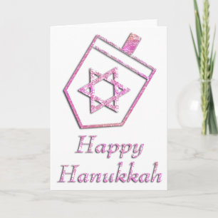 Festiva Dreidel Rosa Feliz Hanukkah Tarjeta de Saludo 4