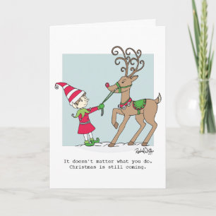 Festiva Duende y tarjeta de felicitación obstinada del