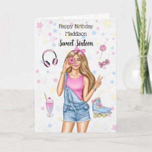 Festiva Dulce Dieciséis Chicas rubios feliz tarjeta de cum