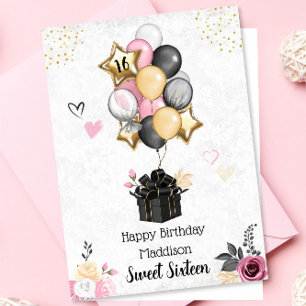 Festiva Dulce Dieciséis Globos Tarjeta de Cumpleaños Feliz