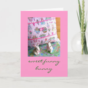 Festiva Dulce y divertida conejita Pascua y tarjeta de fel