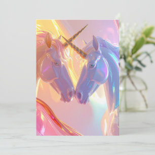 Festiva Dúo de Unicornio Radiante Tarjeta en Blanco