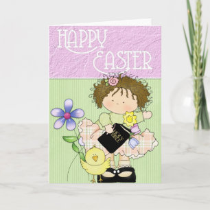 Festiva Easter Bonito Chica Easter Holiday Tarjeta 9