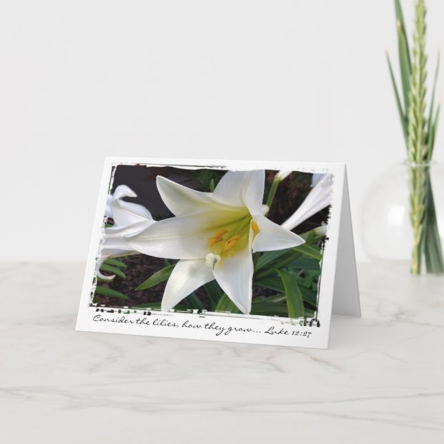 Festiva Easter Lily Personalizado Textos Tarjeta de Pascua (Anverso)