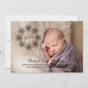Festiva Ebony Snowflake Wreath - Tarjeta plana de fotos pa