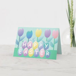 Festiva Eggys de Pascua Tulips Feliz Tarjeta de Saludo de 