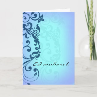 Festiva Eid mubarak - tarjeta azul de saludo