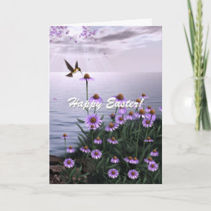 Festiva El colibrí de Pascua florece la tarjeta