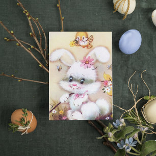 Festiva El conejito de Pascua cutáneo retro agrega tarjeta