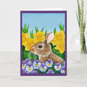 Festiva El conejo de conejito lindo florece la tarjeta de