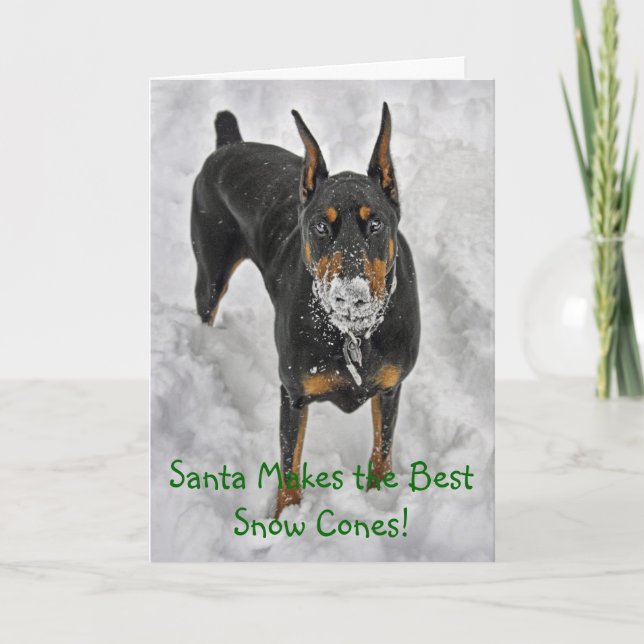 Festiva El Doberman Santa hace la mejor tarjeta de Hoiday (Anverso)