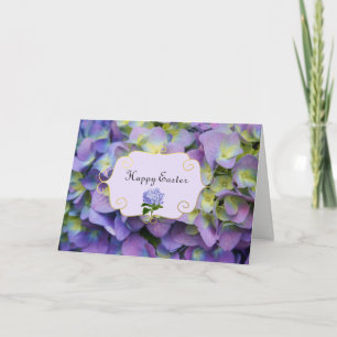 Festiva El Hydrangea púrpura florece la tarjeta de pascua