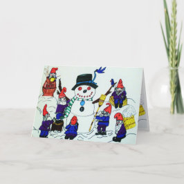 Festiva El NAVIDAD, GNOMOS CONSTRUYE una tarjeta del