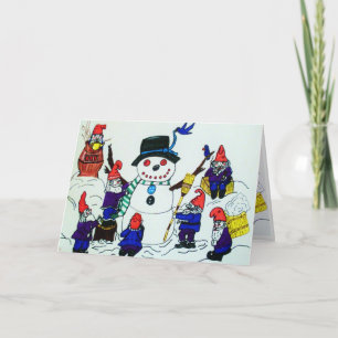 Festiva El NAVIDAD, GNOMOS CONSTRUYE una tarjeta del