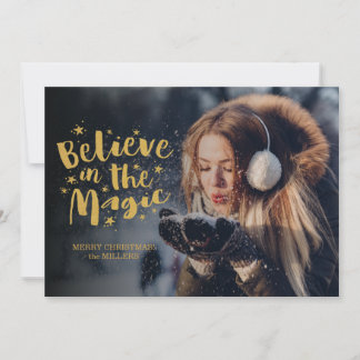 Festiva El Oro Cree En La Tarjeta De Navidades De Fotograf