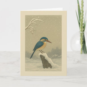 Festiva El pescador del rey en la nieve - Tarjeta de Navid