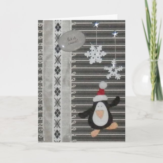 Festiva ¡El pingüino lo dejó nevar! Tarjeta de (Anverso)