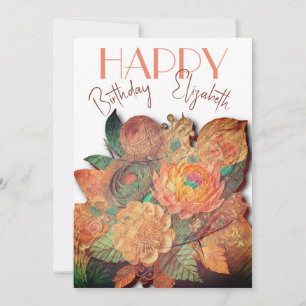 Festiva El ramo de flores - Madera - Tarjeta de cumpleaños