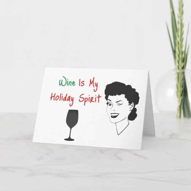 Festiva El vino es mi tarjeta de Navidades del espíritu de (Anverso)