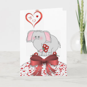 Festiva Elefante de tarjeta de saludo el día de San Valent