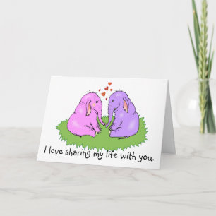 Festiva Elefantes con tarjeta de amor