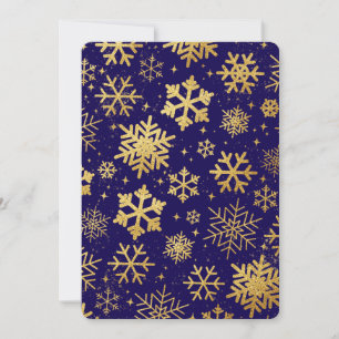 Festiva Elegancia de Copo de Nieve Dorado – Tarjeta Plana