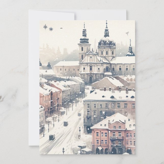 Festiva Elegancia de vacaciones de Lviv - Tarjeta de Navid (Anverso)