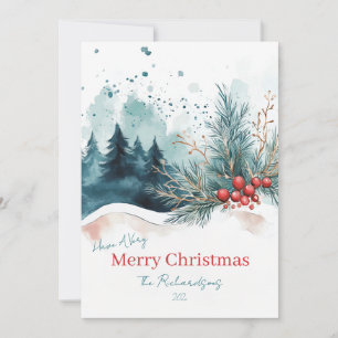 Festiva Elegante acuarela Navidades Tarjeta de vacaciones