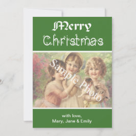 Festiva Elegante, clásica tarjeta de foto verde de Feliz N