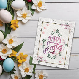 Festiva Elegante Clásico Feliz Día de Pascua Tarjeta de Va