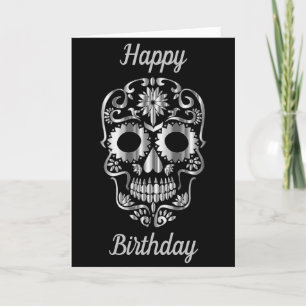 Festiva Elegante cráneo tarjeta de cumpleaños alternativa
