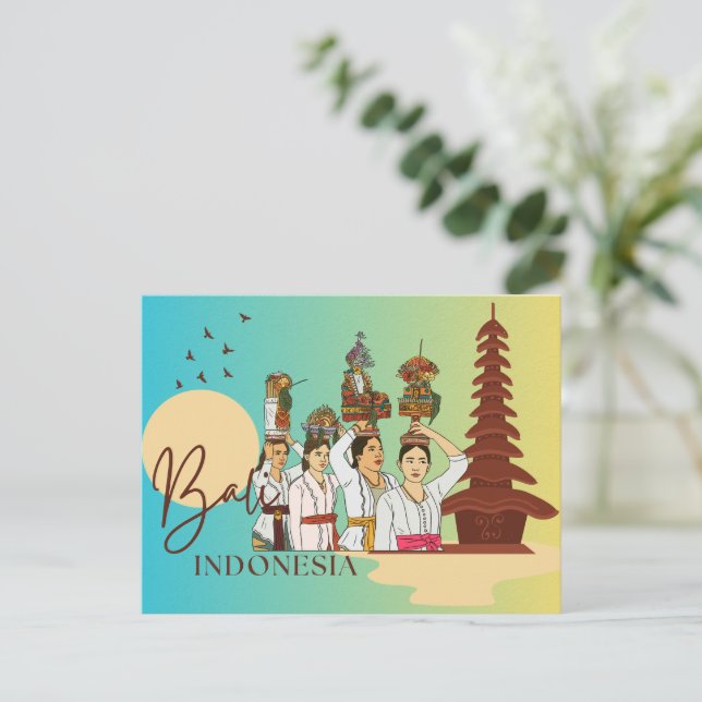 Festiva Elegante escencia: postal de mujer balinesa (Anverso de pie)