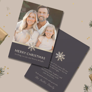Festiva Elegante foto familiar tarjeta plana Merry Christm