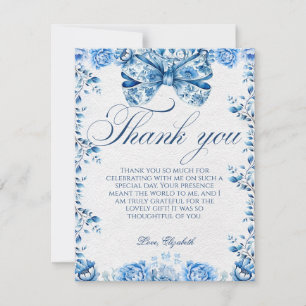 Festiva Elegante guión de arco floral azul tarjeta de agra