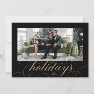 Festiva Elegante guión floreciente Tarjeta de foto para va