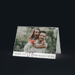 Festiva Elegante Hanukkah Joy tarjeta de foto doblada<br><div class="desc">Elegante purpurina falso guion violeta alegría con flecos de nieve,  moderna tarjeta de foto doblada Hanukkah.</div>