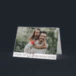 Festiva Elegante Hanukkah Joy tarjeta de foto doblada<br><div class="desc">Elegante purpurina falso guion violeta alegría con flecos de nieve,  moderna tarjeta de foto doblada Hanukkah.</div>