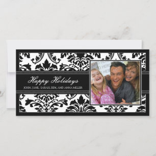 Festiva Elegante Personalizado negro de damasco tarjeta de