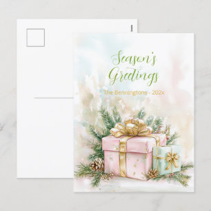 Festiva Elegante postal navideña de oro rosa