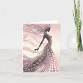 Festiva Elegante tarjeta azul Lady Blank de burbuja rosa