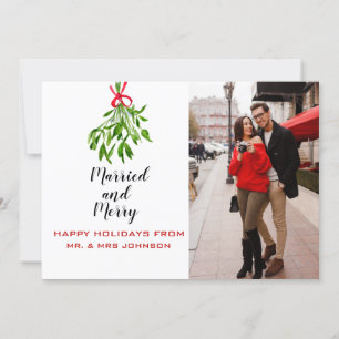 Festiva Elegante tarjeta de acuarela recién casada